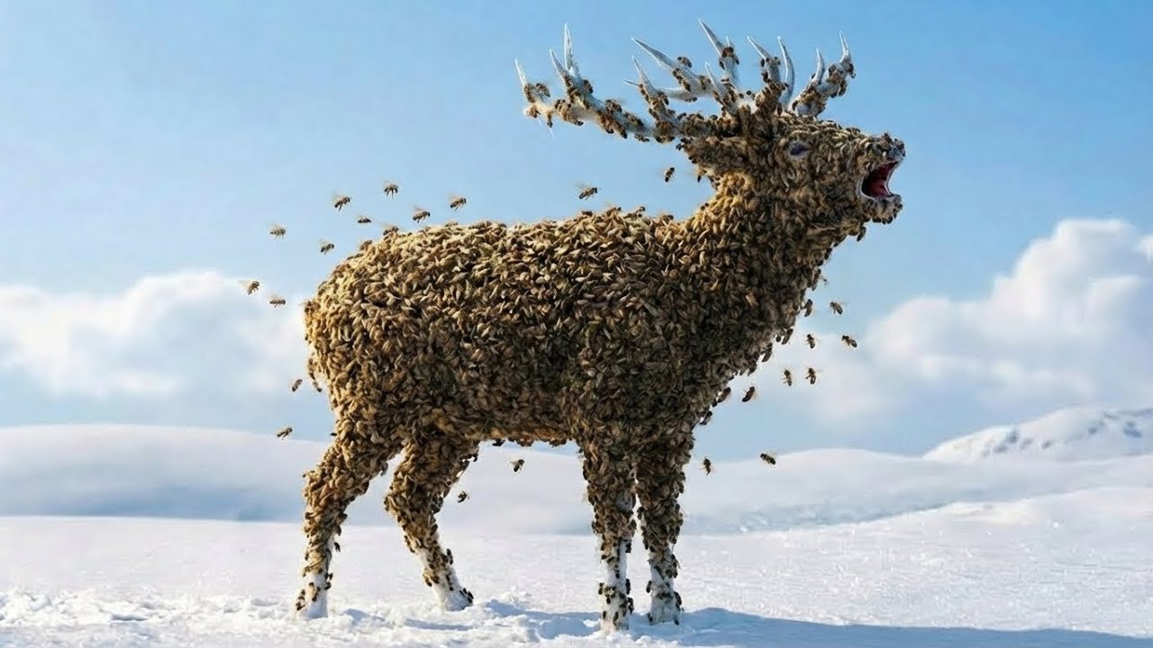 Polar Deer Rescue by Rescue Team Trapped in a Swarm of Bees Extreme Arctic Survival