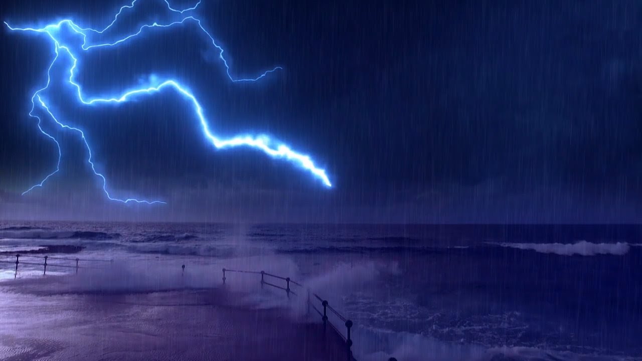 2 Horas de Sonido de Lluvia Fuerte y Truenos, Tormenta Fuerte con Olas