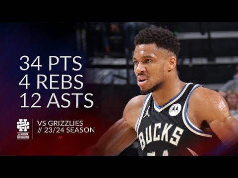 Giannis Antetokounmpo 34 pts 4 rebs 12 asts vs Grizzlies 23/24 season