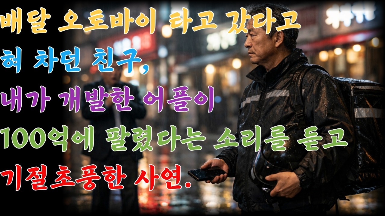배달 오토바이 타고 갔다고 혀 차던 친구, 내가 개발한 어플이 100억에 팔렸다는 소리를 듣고 기절초풍한 사연. 충격, 오디오북, 참교육, 요양원, 유산 / 상속, 황혼 이혼