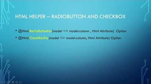 RadioButtonFor and CheckBoxFor
