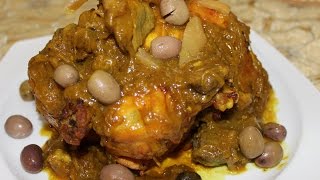 Poulet mqualli aux olives et citrons ---  طاجين مغربي /الدجاج المقلي على طريقة الافراح
