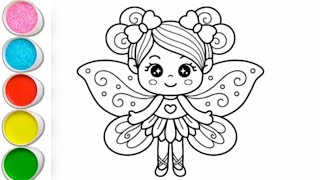 How To Draw A Angel girl| || cute fairy drawing || cute princess drawing , painting and coloring
