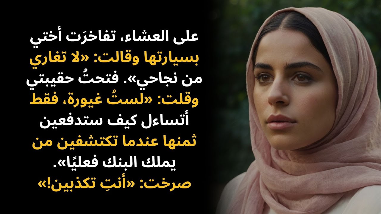 تفاخرَت أختي قائلة: «لا تغاري من نجاحي» — فقلتُ لها: «انتظري حتى تري من يملك البنك».