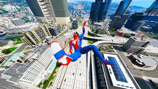 GTA 5 Spiderman Falling of Highest Buildings &amp; Stunts-  (Euphoria Ragdolls)