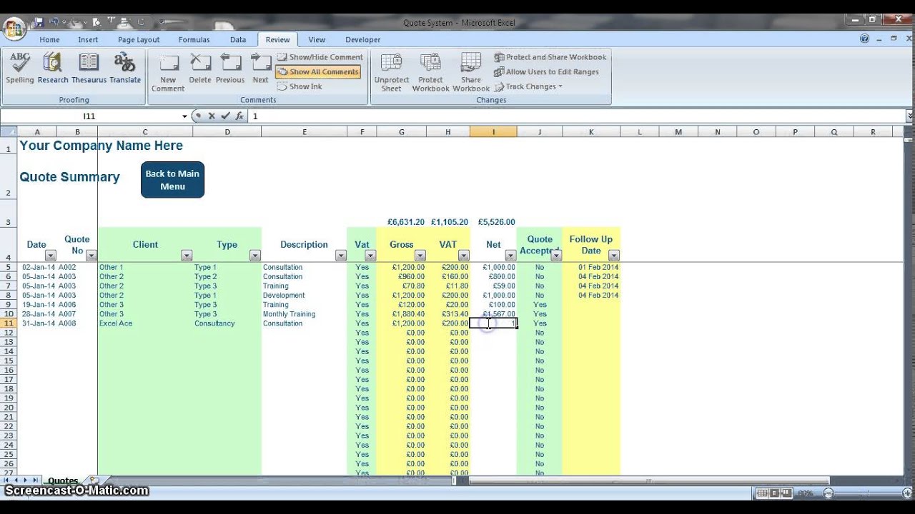 excel systems processes quotes youtube how to make a quotation in excel