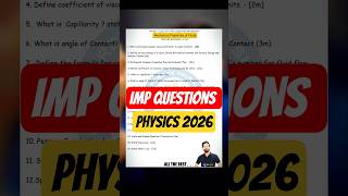 Most Important Questions in Physics mechanical properties of fluids Class 12 hsc board 2026 #HSC