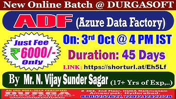 ADF (Azure Data Factory) Online Training @ DURGASOFT