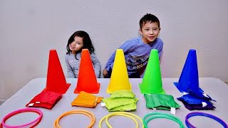Playing and Learning Colors with Ring Toss and Color Cone Toy for Children screenshot 4