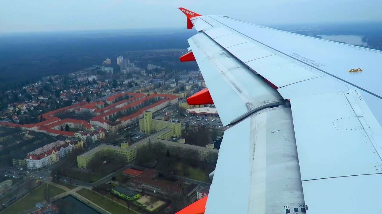 Easyjet Landing At Berlin Tegel Airport Txl Easyjet Airbus A3 Wing View Landing At Berlin Txl Youtube