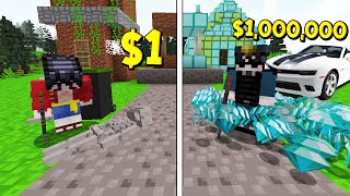 ถ้าเกิดว่า!! บ้านคนรวย $1,000,000 เหรียญ VS บ้านคนจน $1 เหรียญ - (Minecraft คนรวย vs คนจน)