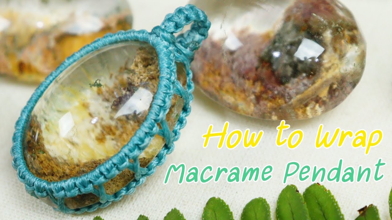 How to make pendant jewelry- Macrame knot technique/ Easy tutorial-handmad-waxed cord-สอนถักกรอบหิน