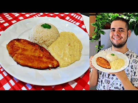 FILÉ DE FRANGO EMPANADO COM CREME DE MILHO | ALMOÇO COMPLETO FÁCIL E RÁPIDO