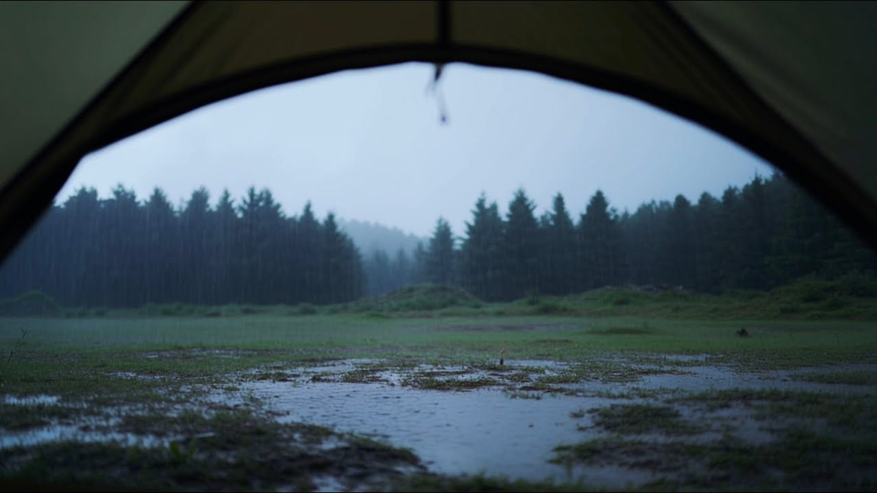 텐트 안으로 스며드는 산속 빗소리 ASMR 8시간 | 집중, 깊은 수면, 백색소음, 힐링