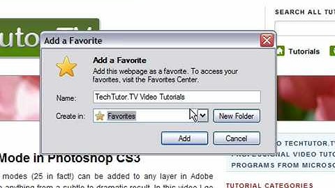 Add a Favorite in Internet Explorer 7