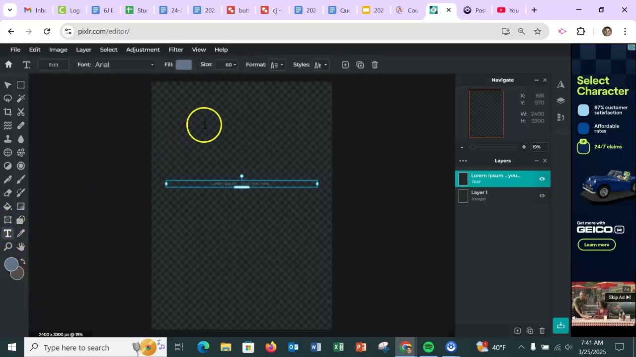 Adding Text in Pixlr E