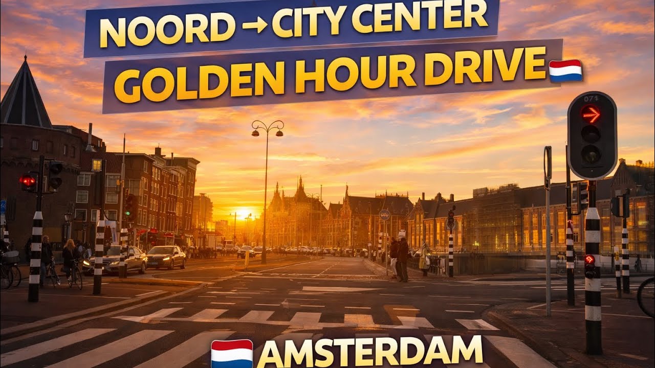 Golden Hour Drive from Amsterdam Noord to City Center 🇳🇱 | Stunning Sunset POV