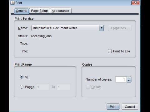 Print report in java swing tree