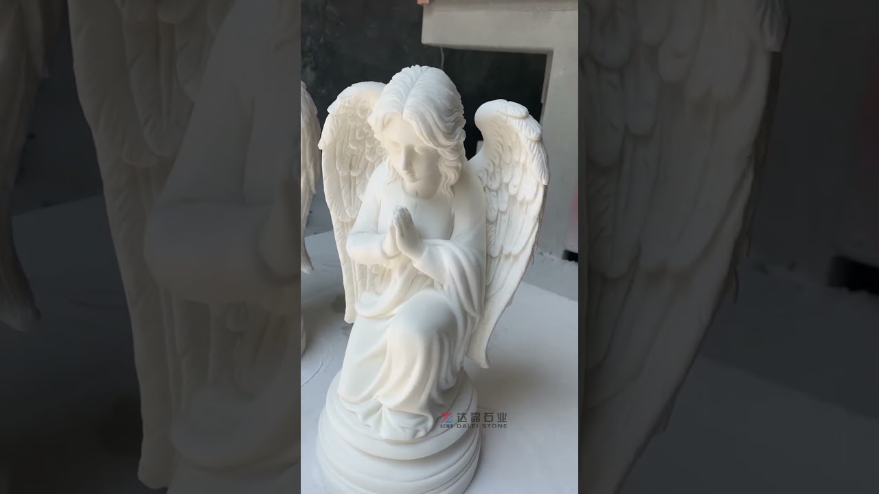White Marble Sculpted Angel Statue 