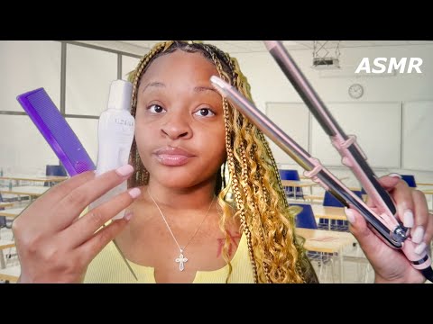 ASMR | Mean Girl Straightens Your Hair In Class Role Play! 💇🏽‍♀️