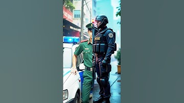 Chú công an, chú cảnh sát cơ động và xe ô tô chuyên dụng