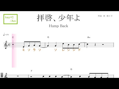 拝啓、少年よ（Hump Back）key=C/Am ／ドレミで歌う楽譜【コード付き】