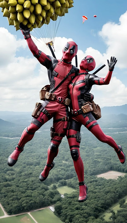 Deadpool & His Wife’s Wild Sky Adventure! ☁️🤣 #Deadpool #SkyHigh #FunnyMoments