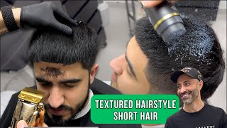 Stunning Men's Short Haircut with Line Up and Textured Hairstyle By Jason Makki