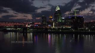 Cincinnati Skyline and Ohio River at Night