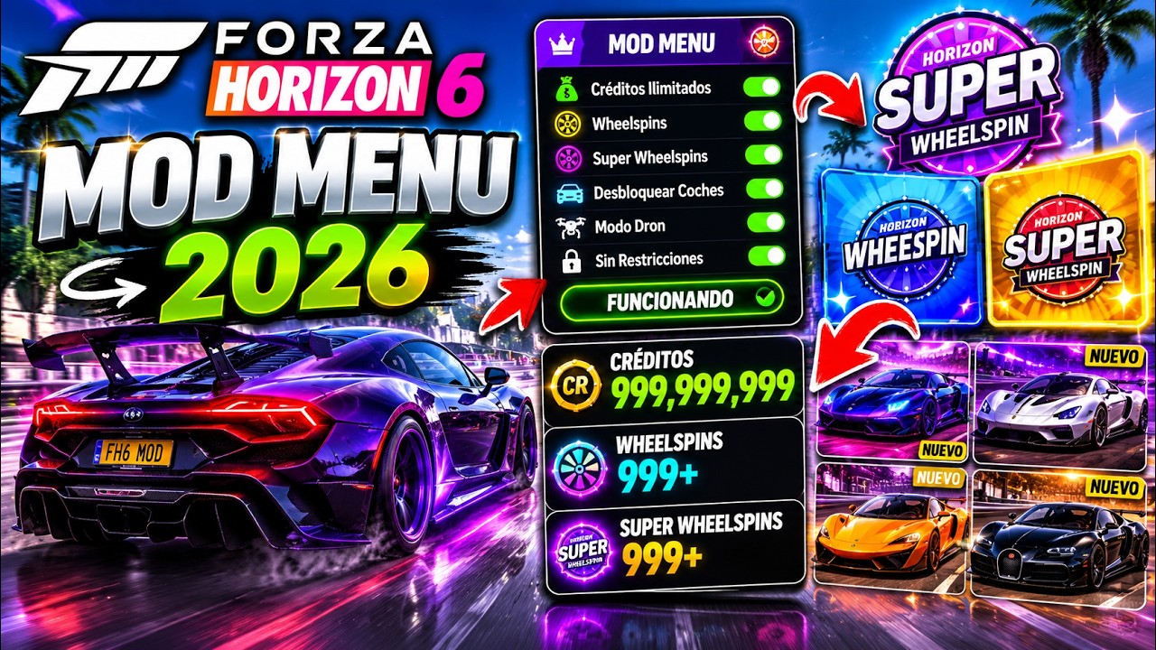 FORZA HORIZON 6 MOD MENU 2026 | Créditos Ilimitados, Wheelspins y Super ...