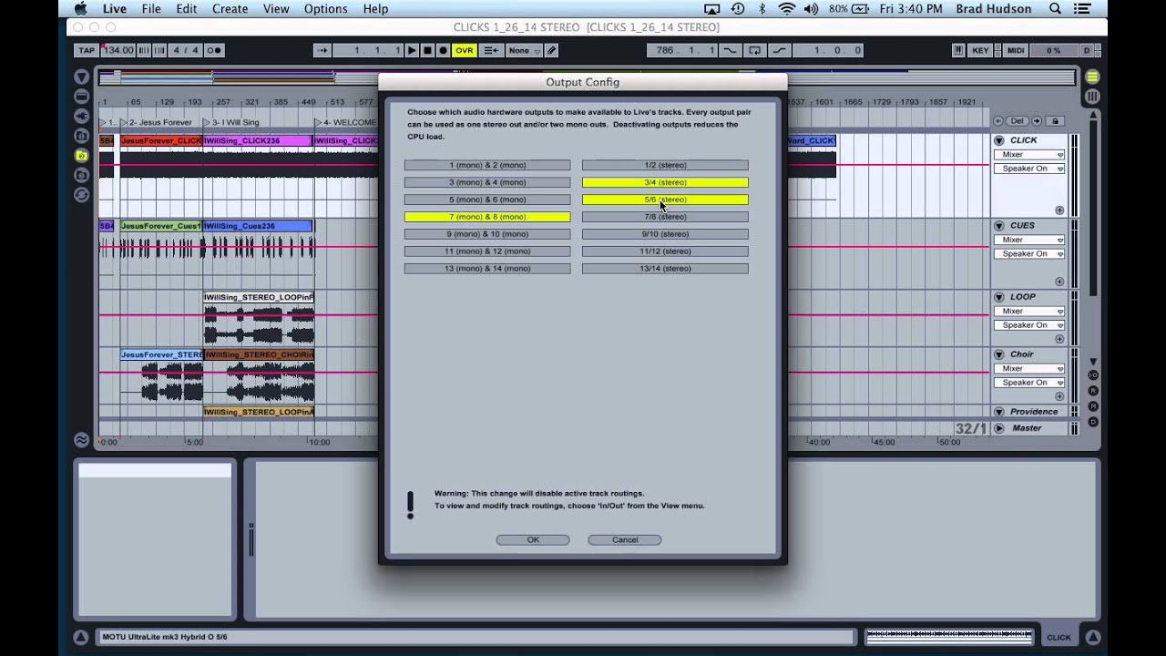 How To Route Outputs in Ableton MOTU Interface Elevation Drummers