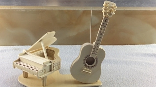 Woodcraft Construction Kit DIY, Assembly Piano & Guitar