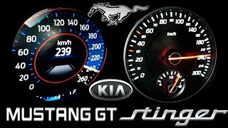 Ford Mustang GT V8 vs Kia Stinger GT V6 top Speed Acceleration | 5 L vs 3.3 L