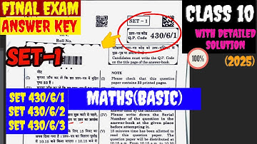Set No.430/6/1,2,3 Class 10 Maths(BASIC) Answer Key 2025 | CBSE Board Exam 2025