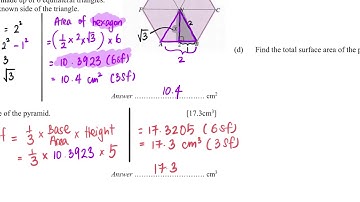 Finding the volume and total surface area of a hexagonal right pyramid