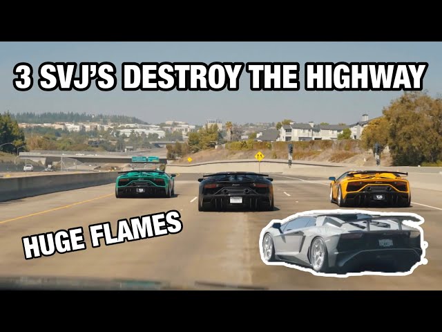 3 GINTANI AVENTADOR SVJ’S And SV Shut Down The Highway (Extreme Flames) class=