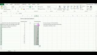 MS Excel | How to create serial numbers in Excel No voice.