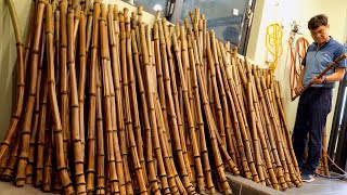 Process of making a bamboo flute, called 'Sogeum'. Korean traditional wind instruments factory