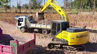 SUMITOMO SH130-6 สดใหม่ เจอดินดาน แรงดีเร็วดี จัดเต็มกล่อง excavator and truck EP.9021