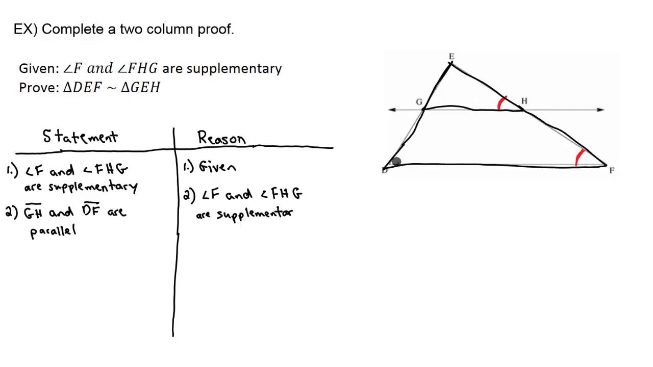 Similarity - Two Column Proof - Example