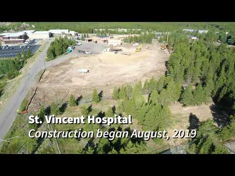 St. Vincent Hospital new construction drone shots.