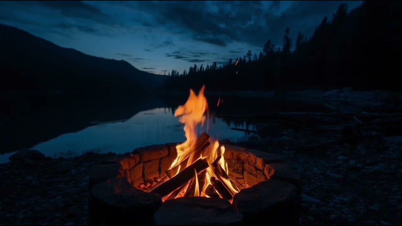 Crackling Campfire by the Lake 🔥 11 Hours of Relaxing Fire Sounds