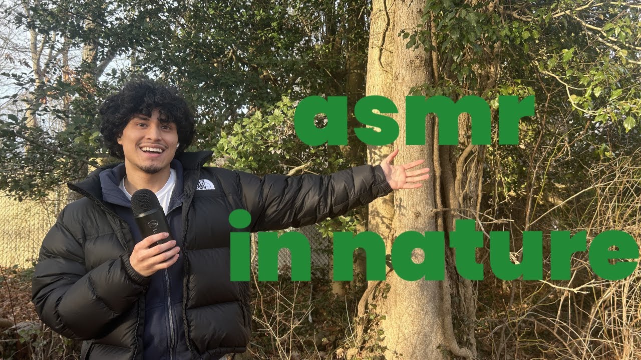 asmr outside in nature (leaf crunching, tree tapping, rock tapping)