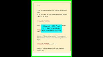 Chemistry 101 Final Ivy Tech Questions With Complete Solution video