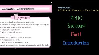 Introduction to Geometric construction lesson 4 M2geometrypart1Maharashtra Boardstd10sscboard