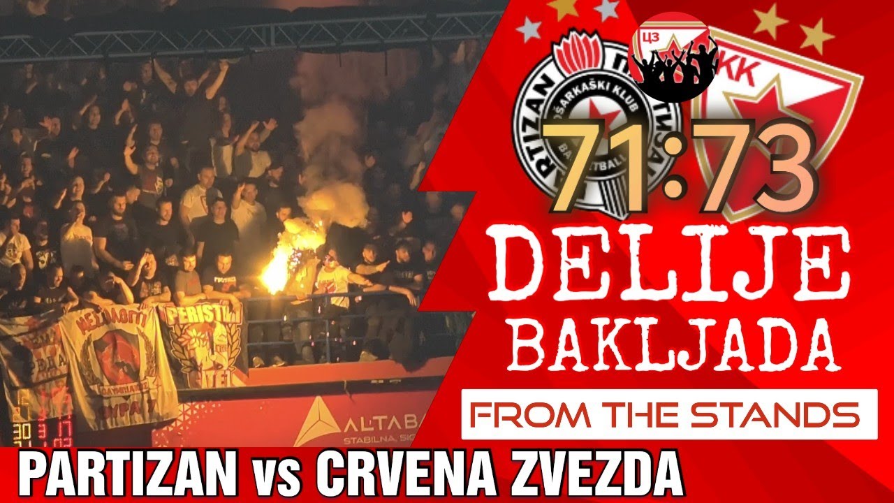 Delije bakljada i navijanje na večitom derbiju Partizan Crvena zvezda 71-73