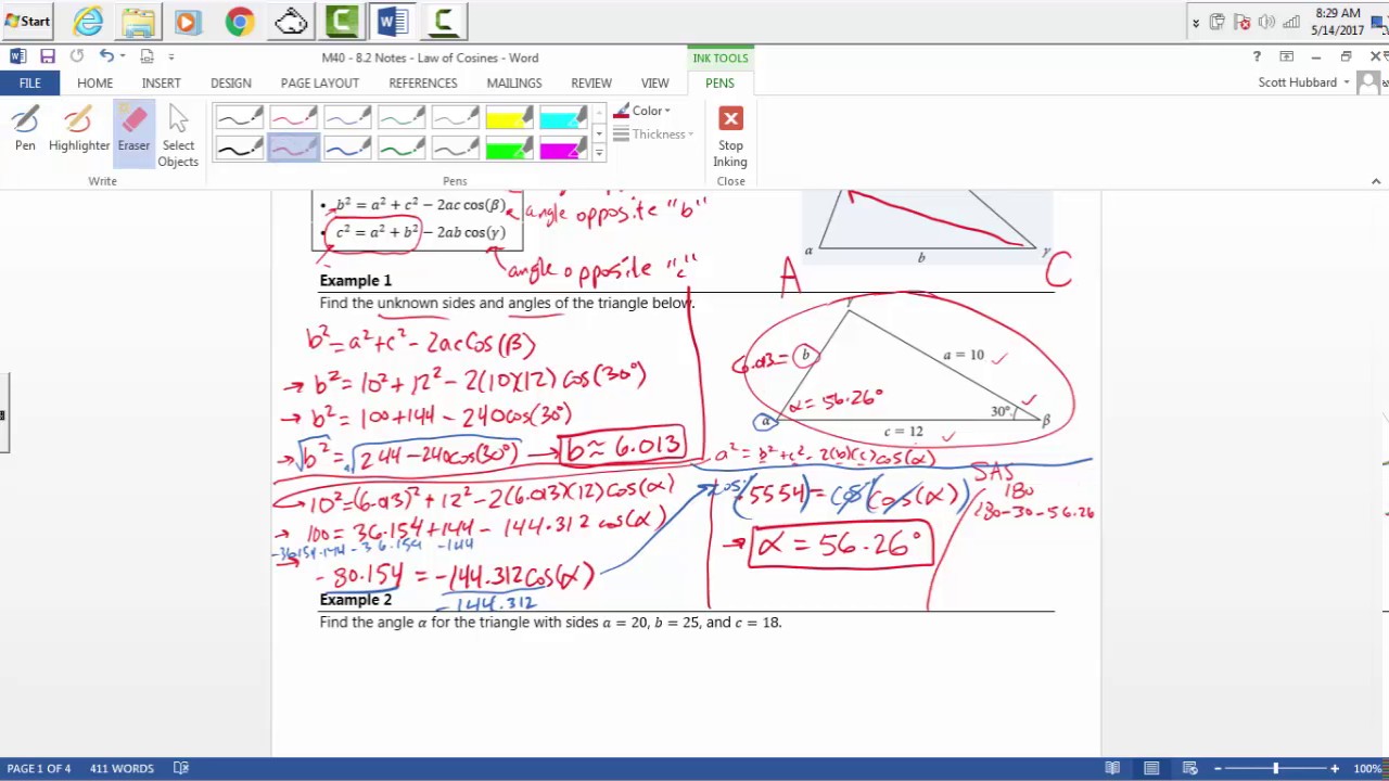 LMC Math 40 - 8.2: Law of Cosines - YouTube