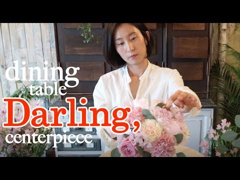 플라워레슨 68 다이닝테이블 센터피스/dining table centerpiece (작약, 카네이션, 마가렛, 미니델피늄, 옥시, 유칼립투스,.)