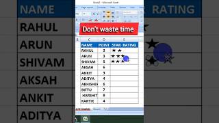 ⭐ Excel में Automatic Star Rating बनाना सीखो | Easy Excel Trick 🔥 #Excel #ExcelTips #Shorts