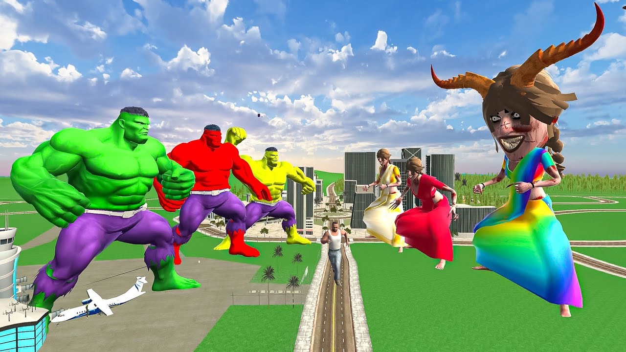 Colorful Hulks VS Colorful Kamala 😱 INDIAN BIKE DRIVING 3D